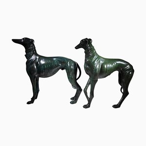 Life-Size Bronze Greyhound Dogs, 1940, Set of 2