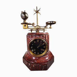 Französische Planetenuhr aus Messing & Marmor, 1880er