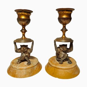 Bougeoirs Singe Miniatures, 1880s, Set de 2