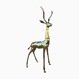 Antilope a grandezza naturale, anni '50, scultura in bronzo lucido
