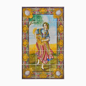 19th Century Portuguese Tiles Panel with Autumn Decor