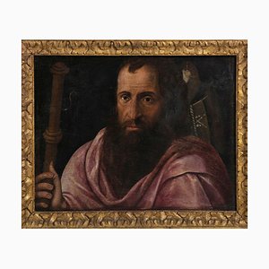 Italian School Artist, Apostle, 17th Century, Oil on Wood, Framed
