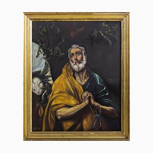Después de Domenikos Theotokopoulos / El Greco, Las lágrimas de San Pedro, del siglo XIX, óleo sobre lienzo, enmarcado