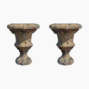 Große Florentinische Ornamentale Vasen aus Impruneta Terrakotta, Ende 19. Jh., 2er Set