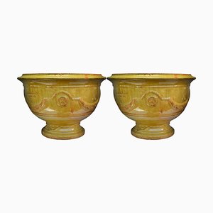 Majolica Anduze Pots, Cévennes, France, Early 20th Century, Set of 2