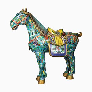 Chinesisches Emailliertes Cloisonné Pferd, 1930er