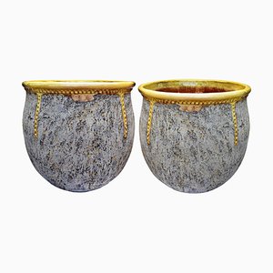 Anduze Majolica Pots, Cévennes, France, Early 20th Century, Set of 2