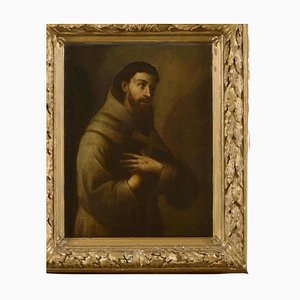 D'après Ribera Justpe, Saint François d'Assise, Huile sur Toile, Encadrée
