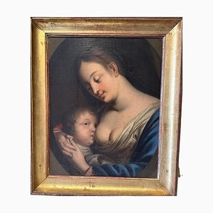 Artista di scuola fiamminga, Madonna del latte, XVII secolo, Olio su tela, In cornice