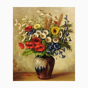 Artista alemán, Bodegón de flores, del siglo XIX, Óleo a bordo