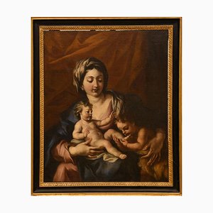Mittelitalienischer Künstler, Madonna mit dem betenden Johannes, Öl auf Leinwand, 18. Jh.