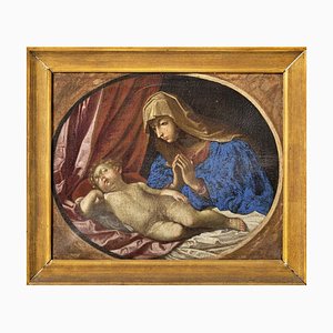 Artista de la escuela italiana, Nuestra Señora con el Niño Jesús, siglo XVIII, óleo sobre lienzo