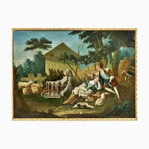 French School Artist, Gallant Scene, 18th Century, Oil on Canvas, Framed