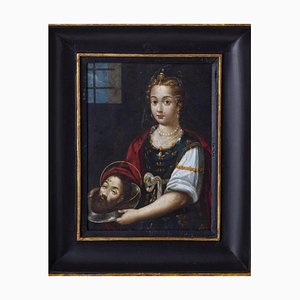 Italienischer Schulkünstler, Salome mit dem Kopf des Heiligen Johannes des Täufers, 1600er, Gemälde, gerahmt