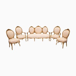 19th Century Italian Sofa and Armchairs, Set of 5