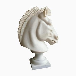 Italian Artist, Horse Head, Early 20th Century, Carrara Marble