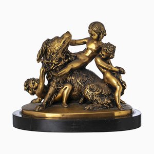 Edouard Drouot, Sculptural Group, Gilded Bronze