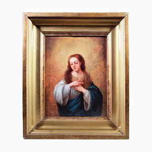 Jungfrau Maria, Öl auf Kupfer, 17. Jh., gerahmt