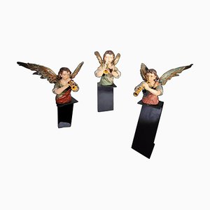 Carved, Gilded and Polychrome Wood Angels, 1670s, Set of 3