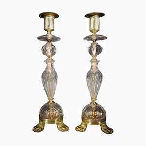 Candelabros de cristal, década de 1650. Juego de 2