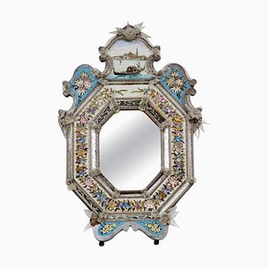 Espejo italiano antiguo con micromosaico, década de 1800