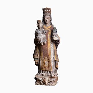 Portugiesische Skulptur Unserer Lieben Frau mit Jesuskind, 17. Jh.