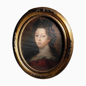 French Artist, Portrait of Girl, 18th Century, Pastel on Paper, Framed