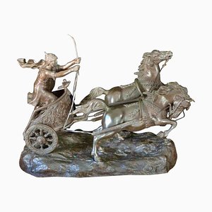 Italian Artist, Roman Chariot, 19th Century, Bronze Sculpture