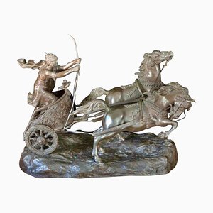 Italienischer Künstler, Römischer Streitwagen, 19. Jh., Bronzeskulptur