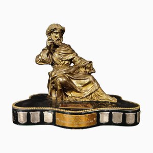 Statuetta in bronzo dorato e argento, XIX secolo