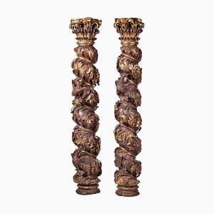 Spanish Spiral Columns, 17th Century, Set of 2