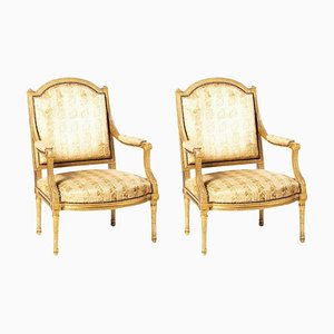French Louis XVI Style Armchairs, 19th Century, Set of 2
