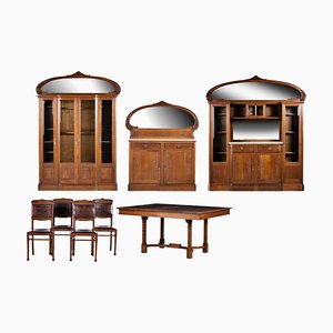 Art Nouveau Dining Room Furniture, 19th Century, Set of 8