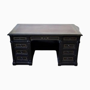 Late 19th Century Ebonised and Brass Inlay Desk attributed to Maison Krieger