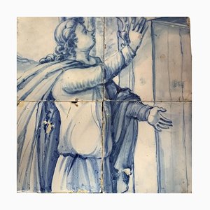 17th Century Portuguese Tiles Panel with Saint Decor