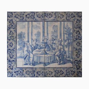 18th Century Portuguese Azulejos Tiles Panel with Saint Antony Decor