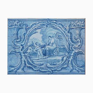 18th Century Portuguese Azulejos Tiles Panel with Spring Decor