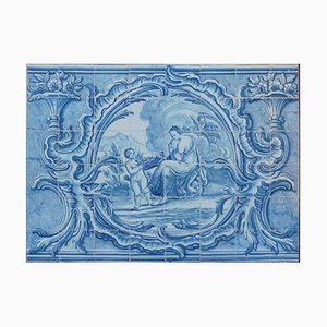 Panneau de Carreaux Azulejos à Décor de Printemps, Portugal, 18ème Siècle