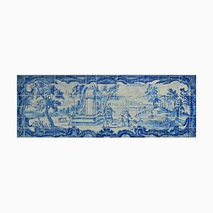 18th Century Portuguese Azulejos Tiles Panel with Countryside Decor