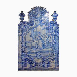 18th Century Portuguese Azulejos Tiles Panel with Saint Antony Decor