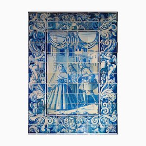 18th Century Portuguese Azulejos Tiles Panel with Cityside Decor