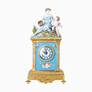 Horloge de Table en Porcelaine de Capodimonte, Italie attribuée à Tiche, 20ème Siècle