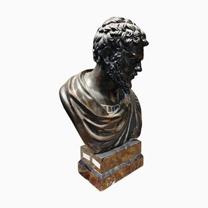 Busto grande imperatore romano, bronzo, XIX secolo