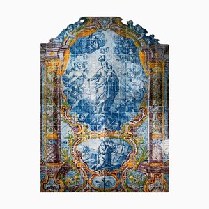 Panel de azulejos portugueses del siglo XVIII con decoración de la Virgen
