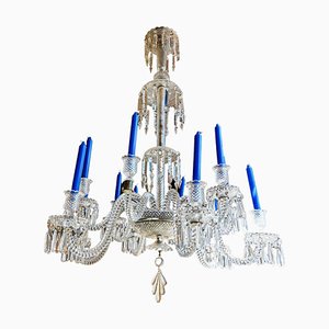 Crystal 12-Arm Chandelier with Finely Decorated with Pearls from Baccarat, 19th Century