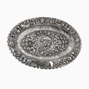 Grande Assiette Longue Ovale en Argent, Pays-Bas, 19ème Siècle