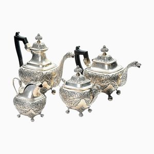 Portugiesisches Silbernes Tee- und Kaffeeservice, 19. Jh., 4er Set
