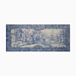 18th Century Portuguese Azulejos Tiles Panel with Contryside Scene