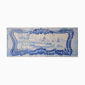 18th Century Portuguese Azulejos Tiles Panel with Countryside Scene