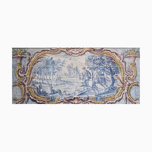 18th Century Portuguese Azulejos Tiles Panel with Countryside Scene